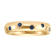 4mm 14K Yellow Gold Stagger Bezel Blue Sapphire Eternity Band