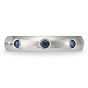Blue Sapphire 14K White Gold Wedding Band
