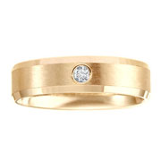 Beveled Edge 6mm 14K Yellow Gold Diamond Bezel Band