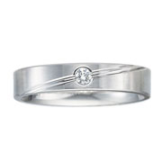 4mm Flat Carved 14K White Gold Diamond Solitaire Band