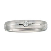 Bezel Set Diamond Solitaire 4mm 14K White Gold Band