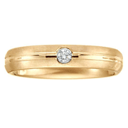 Bezel Set Diamond Solitaire 4mm 14K Yellow Gold Band