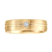 Bezel Set Diamond Solitaire 6mm 14K Yellow Gold Band