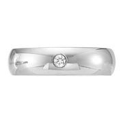 6mm Domed 14K White Gold Diamond Bezel Band