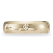 6mm Domed 14K Yellow Gold Diamond Bezel Band