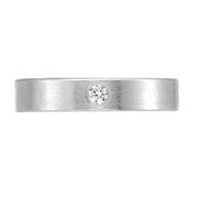 4mm Brushed 14K White Gold Flat Diamond Band