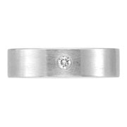 6mm Brushed 14K White Gold Flat Diamond Band