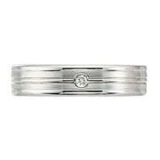 Grooved 4mm 14K White Gold Solitaire Ring