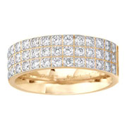 6mm Three Row Pave Set Diamond Band