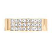 0.48ctw Three Row 6mm 14K Yellow Gold Wedding Band