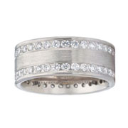 Diamond Edge Channel Set 8mm Flat 14K White Gold Eternity Band