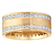 Diamond Edge Channel Set 8mm Flat 14K Yellow Gold Eternity Band