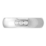 14K White Gold 6mm Three Diamond Channel Set Wedding Band