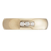 14K Yellow Gold 6mm Three Diamond Channel Set Wedding Band