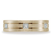 Double Channel 14K Yellow Gold Princess Cut Bezel Eternity Band