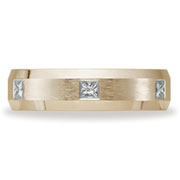 14K Yellow Gold Brush Finish 6mm Princess Cut Bezel Eternity Ban