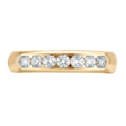 Seven Diamond 14K Yellow Gold Channel Set Wedding Band