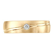 6mm 14K Yellow Gold Carved Diamond Bezel Wedding Band