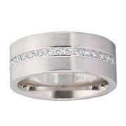 0.36ctw Flat Brush Finish 14K White Gold Diamond Wedding Band