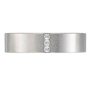 6mm Three Diamond Brush Finish 14K White Gold Wedding Band