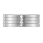 Four Row Brush Finish 14K White Gold Diamond Wedding Band