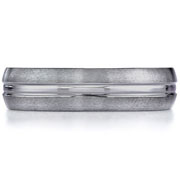 6mm Grooved Brushed and Polished Tungsten Benchmark Wedding Ring