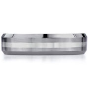 6mm 18K White Gold Inlay Tungsten Benchmark Wedding Band