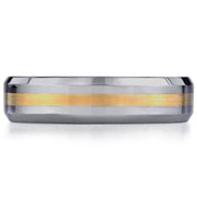 6mm 18K Yellow Gold Inlay Tungsten Benchmark Wedding Band