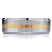 8mm 18K Yellow Gold Inlay Tungsten Benchmark Wedding Band