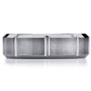7mm Bar Cut Beveled Edge Tungsten Wedding Ring
