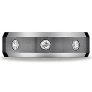 Beveled Edge Round Diamond Tungsten Forge Wedding Band