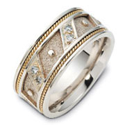 Striped Diamond 14K Two Tone Gold Dora Wedding Band, 0.24 tcw
