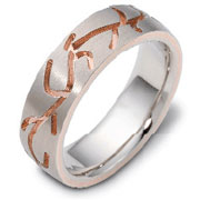 14K Rose and White Gold Two Tone 6.00 mm Wedding Band