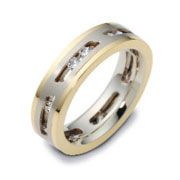 14K Two Tone Gold Dora Moving Diamond Wedding Ring, 0.54 tcw
