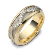 Spinning 14K Gold Two Tone Diamond Dora Wedding Band, 0.30 tcw