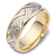 Carved & Engraved Braid 8.00mm 14K Two Tone Gold Wedding Band