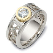 Round Diamond 14K Two Tone Gold Dora Mounting