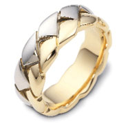 Carved & Engraved 8.00 mm 14K Two Tone Gold Designer Braid Ba