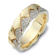 Diamond Braid 14K Two Tone Gold Dora Wedding Band
