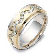 14K Two Tone Gold Spinning Center Diamond Dora Wedding Band