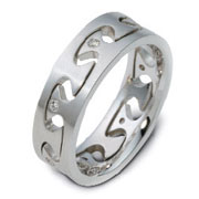 0.16tcw 14K White Gold Diamond Dora Puzzle Wedding Band