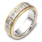 Channel Set Princess Diamond 14K Two Tone Gold Dora Wedding Band