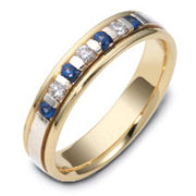 Diamond and Sapphire 14K Dora Two Tone Gold