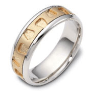 7.00 mm 14K Two Tone Gold Carved Wedding Band