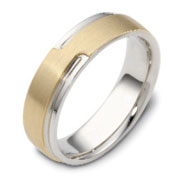 Carved & Engraved Designer Edge 14K Two Tone Gold Wedding Band