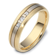 Three Stone 0.21 tcw 14K Two Tone Gold Dora Wedding Band
