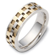 7mm Checker 14K Two Tone Gold Wedding Band