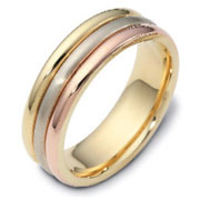 Two Tone 6.50 mm 14K Tri Color Gold Wedding Band
