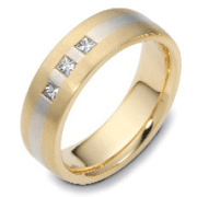 5.50mm Three Stone 14K Two Tone Gold Dora Wedding Band