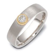 14K Two Tone Gold Round Diamond Bezel Dora Promise Ring